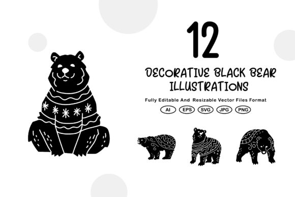 Decorative Black Bear Illustrations