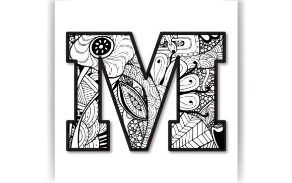 Decorative M Letter Coloring Page KIDS
