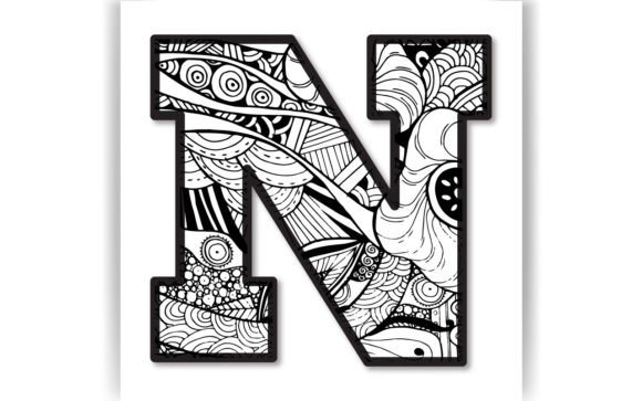 Decorative N Letter Coloring Page KID
