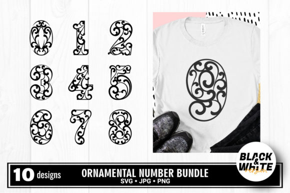 Decorative Number 0 - 9 Cut File Svg