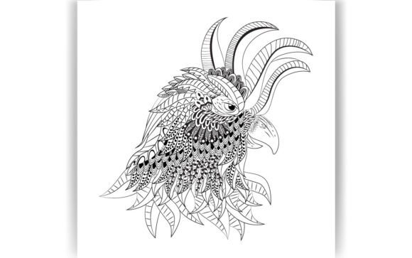 Decorative Rooster Coloring Page: A Versatile Digital Asset for Creative Projects