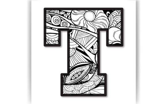Decorative T Letter Coloring Page KIDS: A Versatile Digital Resource for Creativity and Craft