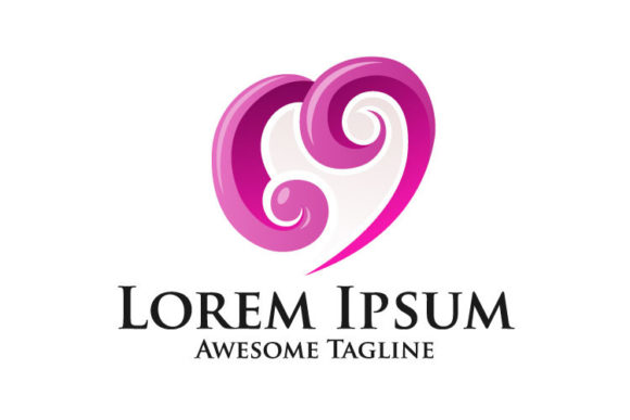 Love or Heart Logo in a Decorative Style