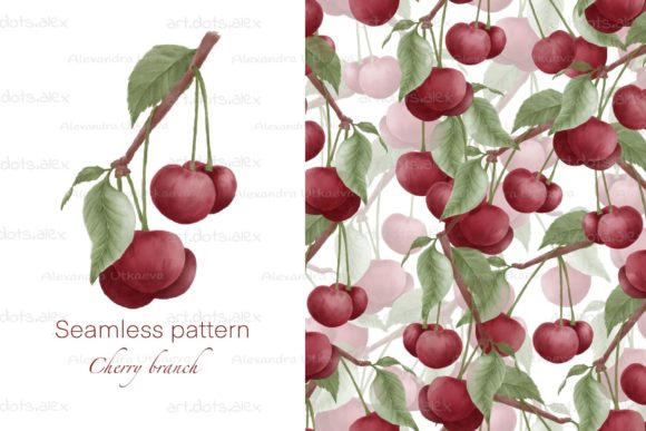 Seamless Decorative Pattern Cherry: Elevating Design with High-Quality Vector Assets