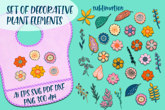 SET of DECORATIVE PLANT ELEMENTS